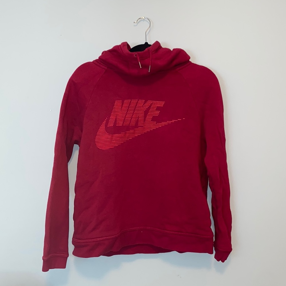 Red Nike Hooded Sweatshirt